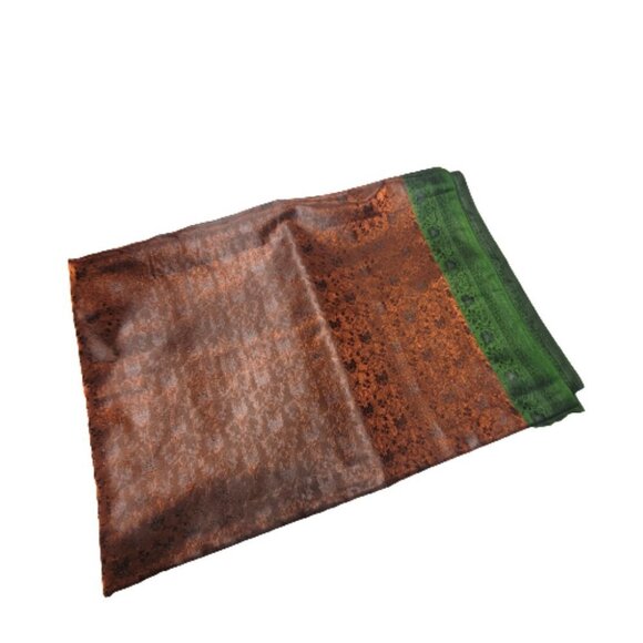 Exquisite Bronze Green Saree -Unstitched With Blouse Piece- NEW - Picture 4 of 7